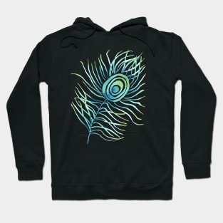 Pink Peacock Feather on White Background Hoodie